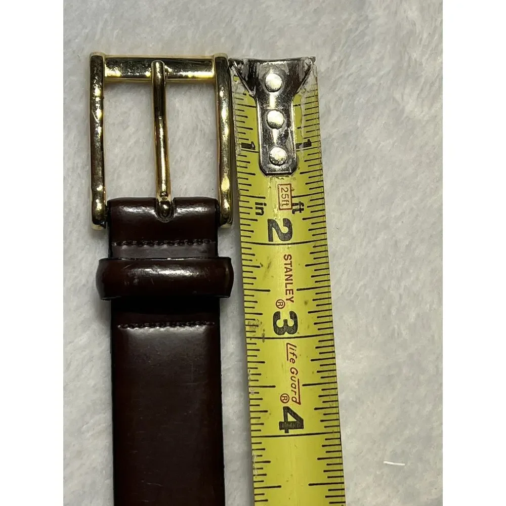 Made in Italy Italian Leather Mens Dress Belt 40/100 Brown Gold Tone Buckle